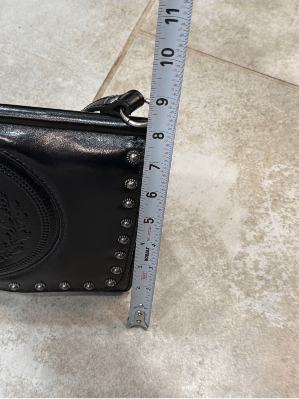 Patricia Nash Embossed Shield Leather Shoulder Bag Medium Black - Picture 12 of 12